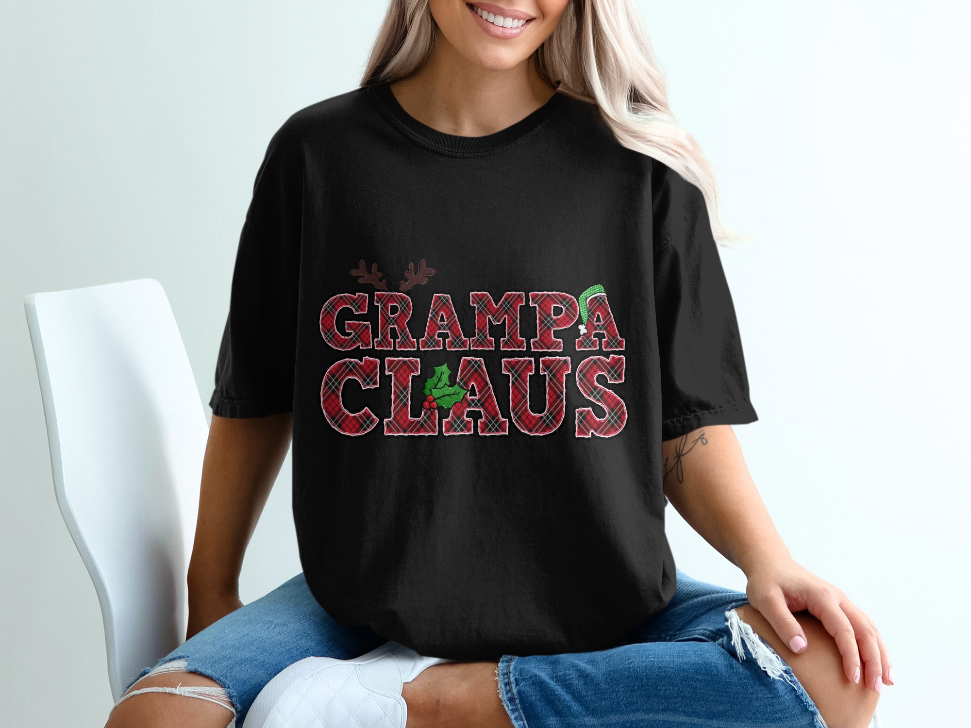 Grampa Claus T-Shirt, Holiday Shirt, Christmas T-Shirt, Grandpa Gift, Plaid Shirt, Xmas Tee, Grandfather Shirt, Festive T Shirt, Gifts For - Image 2
