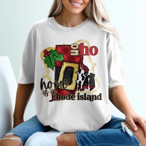 Rhode Island Christmas T-Shirt, Home State Pride Shirt, Holiday Gift, Funny Xmas Tee, State Lover Top, Rhode Island Souvenir