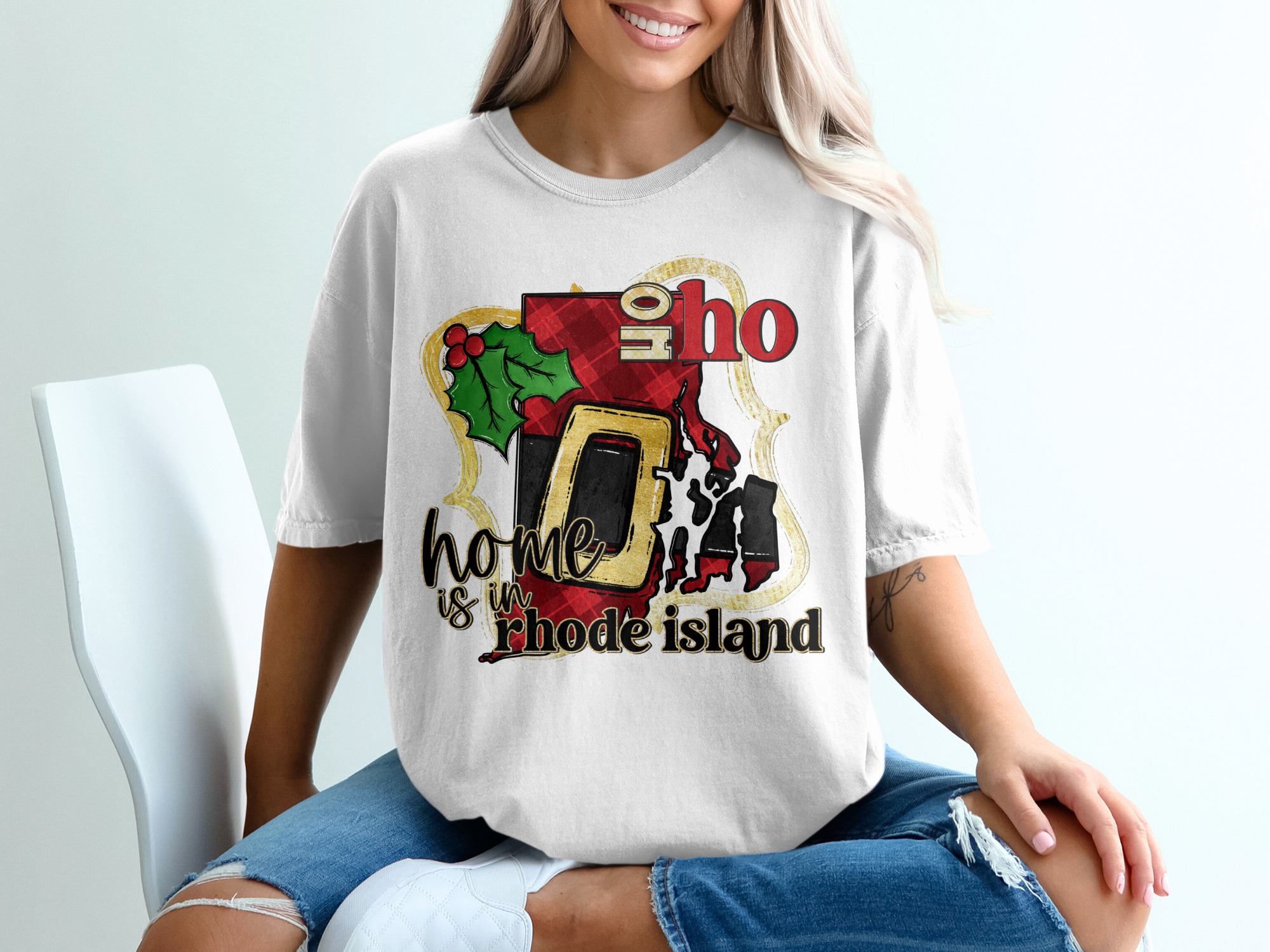 Rhode Island Christmas T-Shirt, Home State Pride Shirt, Holiday Gift, Funny Xmas Tee, State Lover Top, Rhode Island Souvenir