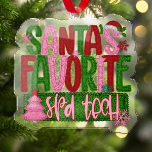 Santa's Favorite Scrub Tech Christmas Ornament, Holiday Gift for Medical Professionals, Festive Tree Decoration, Unique Stocking Stuffer