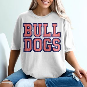 Bulldogs Mascot T-Shirt, Custom College Team Tee, Seersucker Style, Change Your Colors, Personalized Sports Apparel