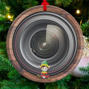 Elf Camera Lens Ornament, Holiday Photographer Gift, Christmas Ornament, Cute Elf Decor, Photo Hobby Ornament, Unique Tree Decor