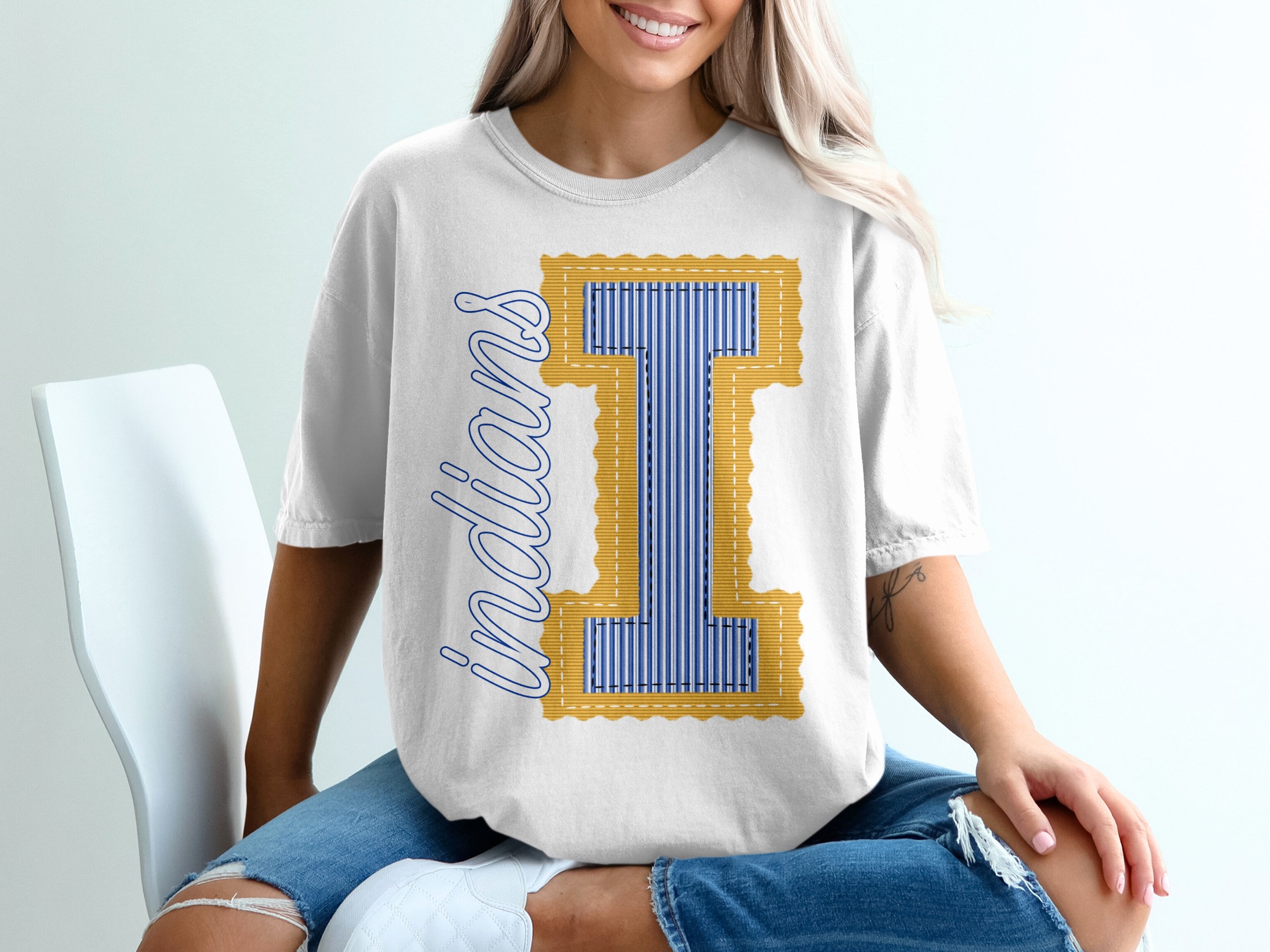 Indiana Mascot T-Shirt, Seersucker Letter I Shirt, Change Your Colors, Custom Indiana Shirt, Indiana Pride T-Shirt