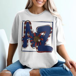 AZ T-Shirt, Patriotic Shirt, Initial Tee, USA Flower T-Shirt, American Flag Tee, Fourth of July Shirt, Patriotic Gift, Custom Letter Shirt