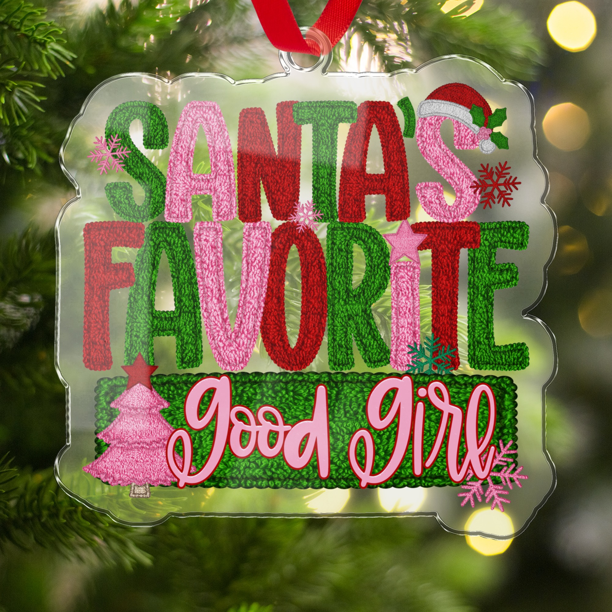 Santa's Favorite Good Girl Ornament, Cute Christmas Ornament, Christmas Tree Decor, Holiday Decoration, Gift for Daughter, Xmas Ornament
