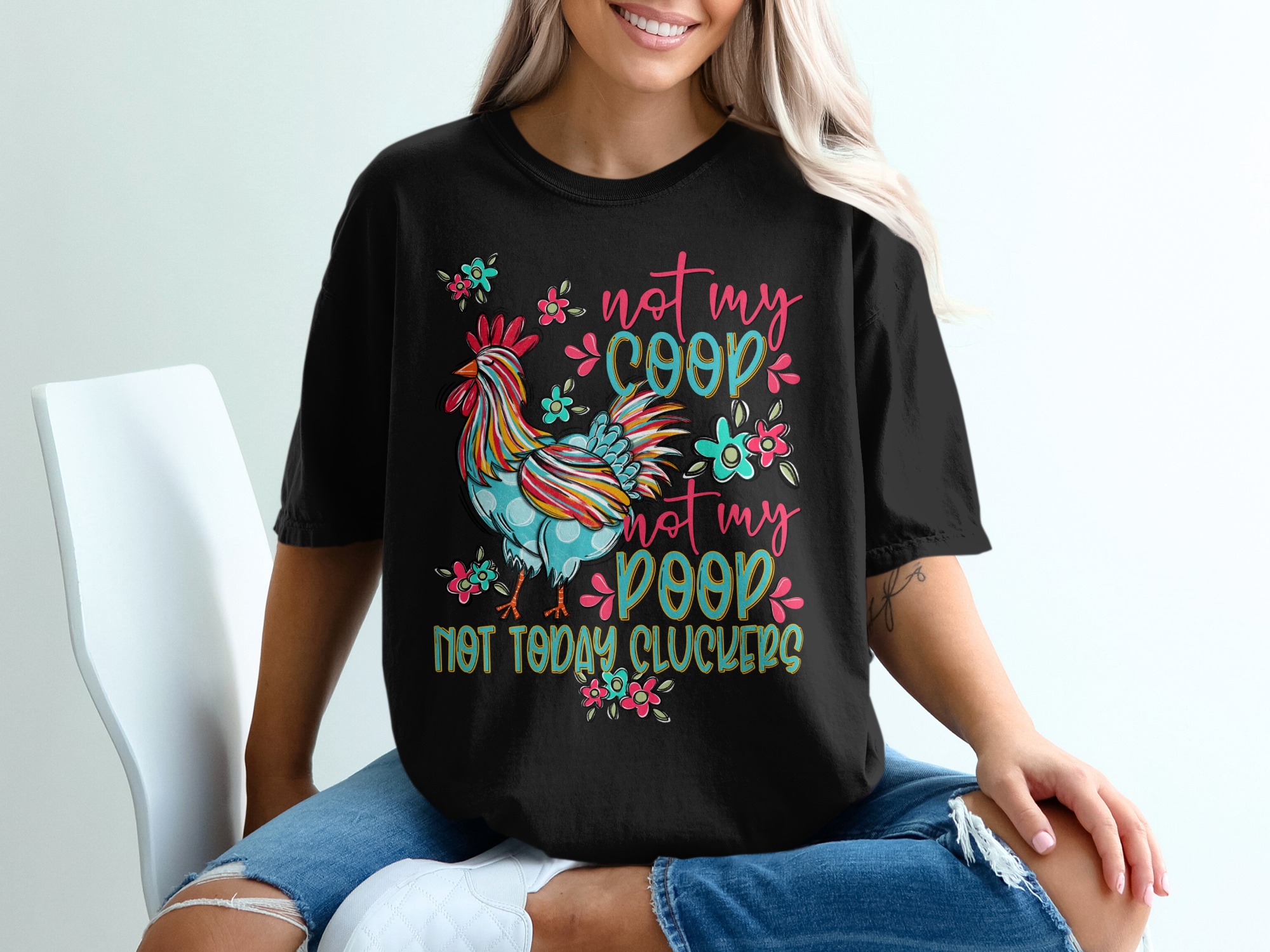 Funny Chicken T Shirt, Not My Coop Not My Poop, Cluckers Shirt, Cute Farm Tee, Rooster Shirt, Gift for Chicken Lovers, Hen Shirt - Image 2
