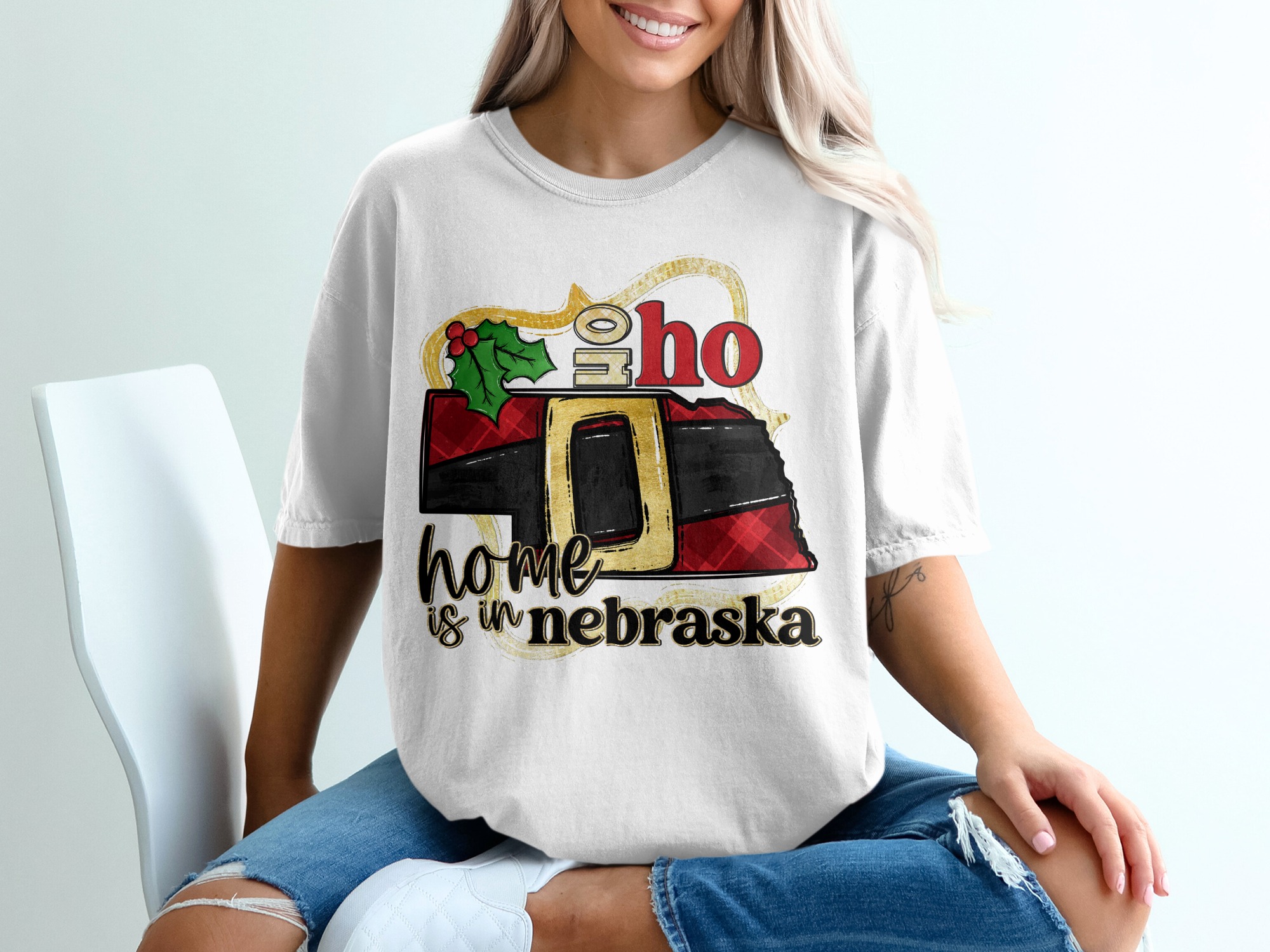 Home is in Nebraska T-Shirt, Nebraska Christmas Shirt, Oh Ho Nebraska T Shirt, Holiday TShirt, Nebraska Home State Tee, Gift for Nebraskan