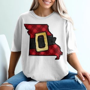 Missouri Christmas T-Shirt, Plaid Santa Belt, State Pride Holiday Shirt, Xmas Gift Idea, Holiday Tee, Missouri Lover Apparel