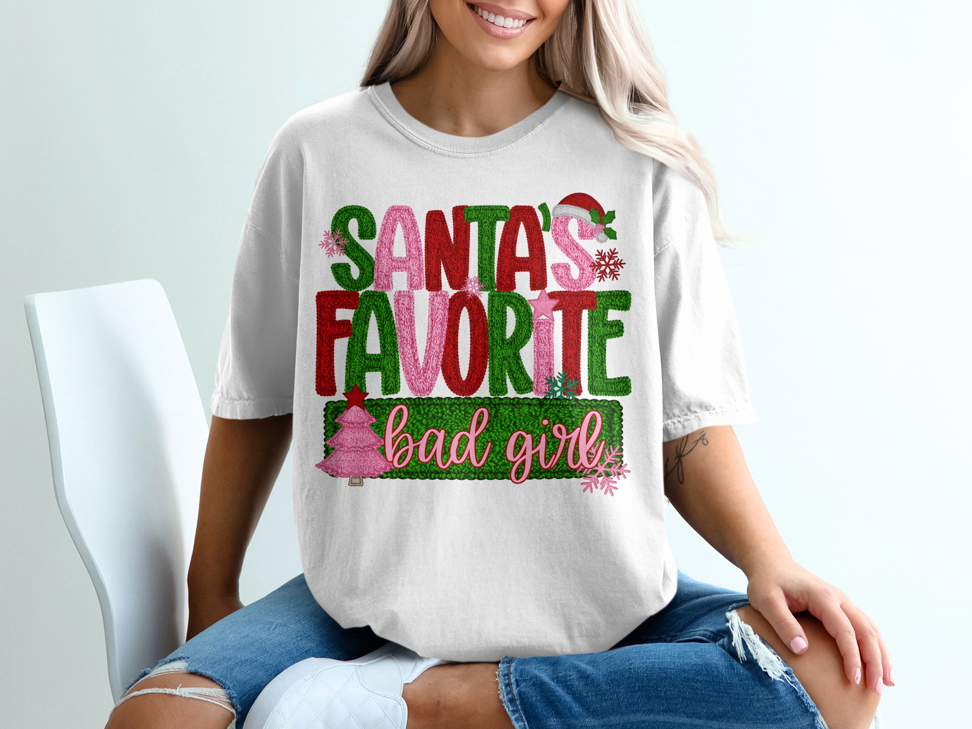 Santas Favorite Bad Girl T-Shirt, Christmas T-Shirt, Holiday T-Shirt, Funny Christmas Shirt, Bad Girl Shirt, Festive Tee