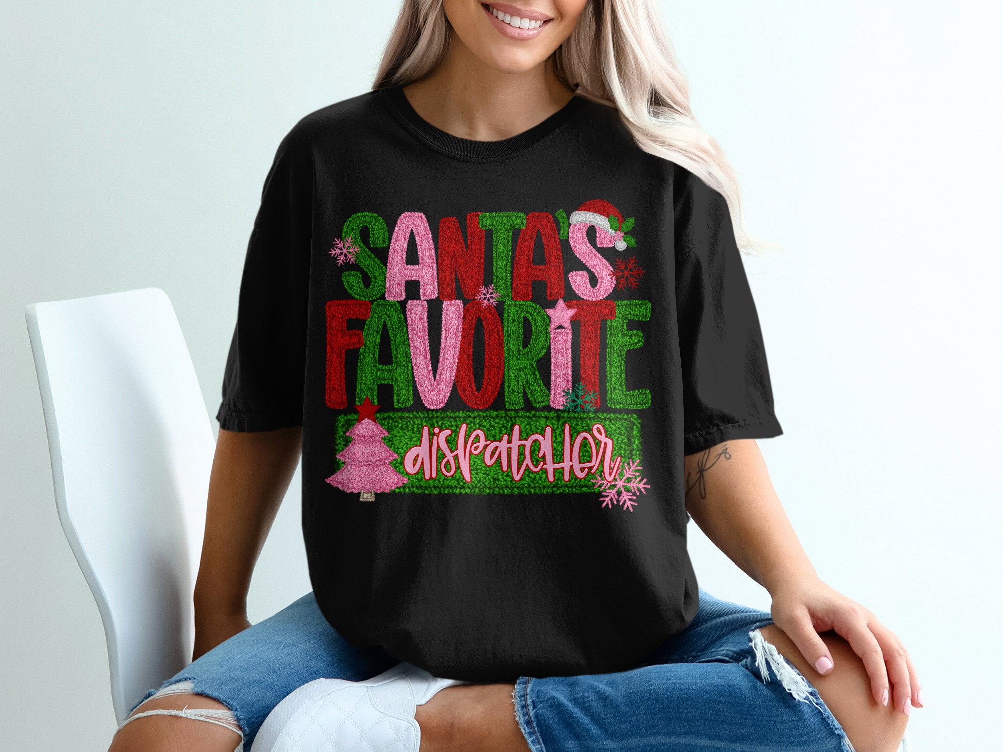 Santa's Favorite Dispatcher T-Shirt, Christmas Dispatcher Tee, Holiday Shirt, Funny Dispatcher Gift, Festive Dispatcher Apparel - Image 2