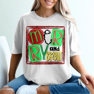 Merry And Bright T-Shirt, Christmas T Shirt, Holiday Tee, Festive Clothing, Seasonal Apparel, Christmas Gift, Xmas Shirt