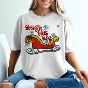 Sleigh Bells Ring T-Shirt, Christmas Holiday Shirt, Winter Snowflakes T Shirt, Festive Season T-Shirt, Xmas Gift Tee, Holiday Party Apparel