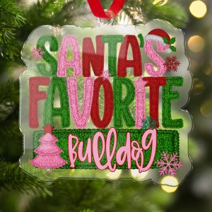 Santa's Favorite Bulldog Christmas Ornament, Holiday Dog Lover Gift, Festive Bulldog Decoration, Pet Christmas Tree Ornament