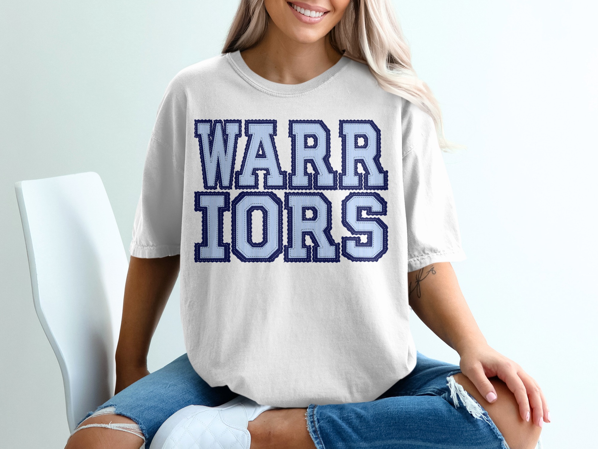 Custom Warriors Seersucker T-Shirt, Change Your Colors, Mascot Team TShirt, Personalized Fan Gear