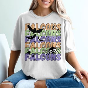 Falcons Halloween T-Shirt, Spooky Season Tee, Bat Star Spider Shirt, Trendy Holiday Apparel, Gift for Halloween Lovers, Fall Theme