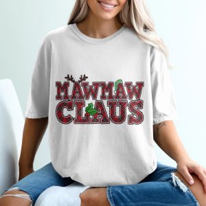 Mawmaw Claus T-Shirt, Christmas Shirt, Plaid Pattern Shirt, Grandma Claus Shirt, Holiday Shirt, Funny Christmas T Shirt, Family Christmas