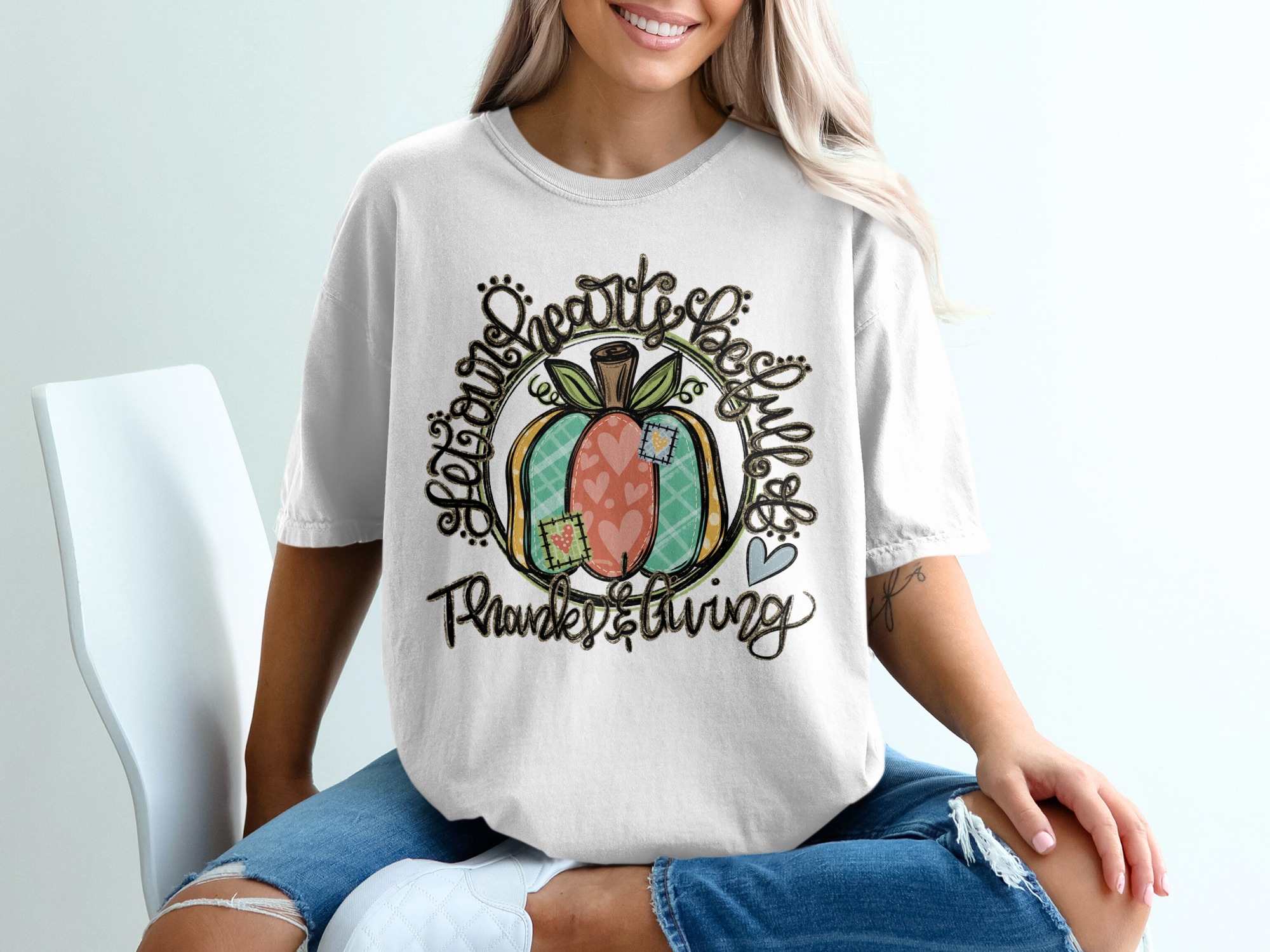 Heartfelt Blessings T-Shirt, Thanksgiving Tee, Pumpkin Shirt, Fall Apparel, Harvest Shirt, Autumn Clothes, Festive Gift, Family T-Shirt