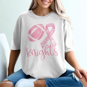 Pink Out Knights T-Shirt, Football Breast Cancer Awareness Tee, Team Spirit Pink Ribbon Shirt, Support Knights, Game Day Apparel