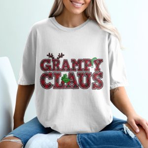 Grampy Claus T-Shirt, Christmas T-Shirt, Holiday T-Shirt, Festive T-Shirt, Grandfather T-Shirt, Red Plaid T-Shirt, Reindeer Antler