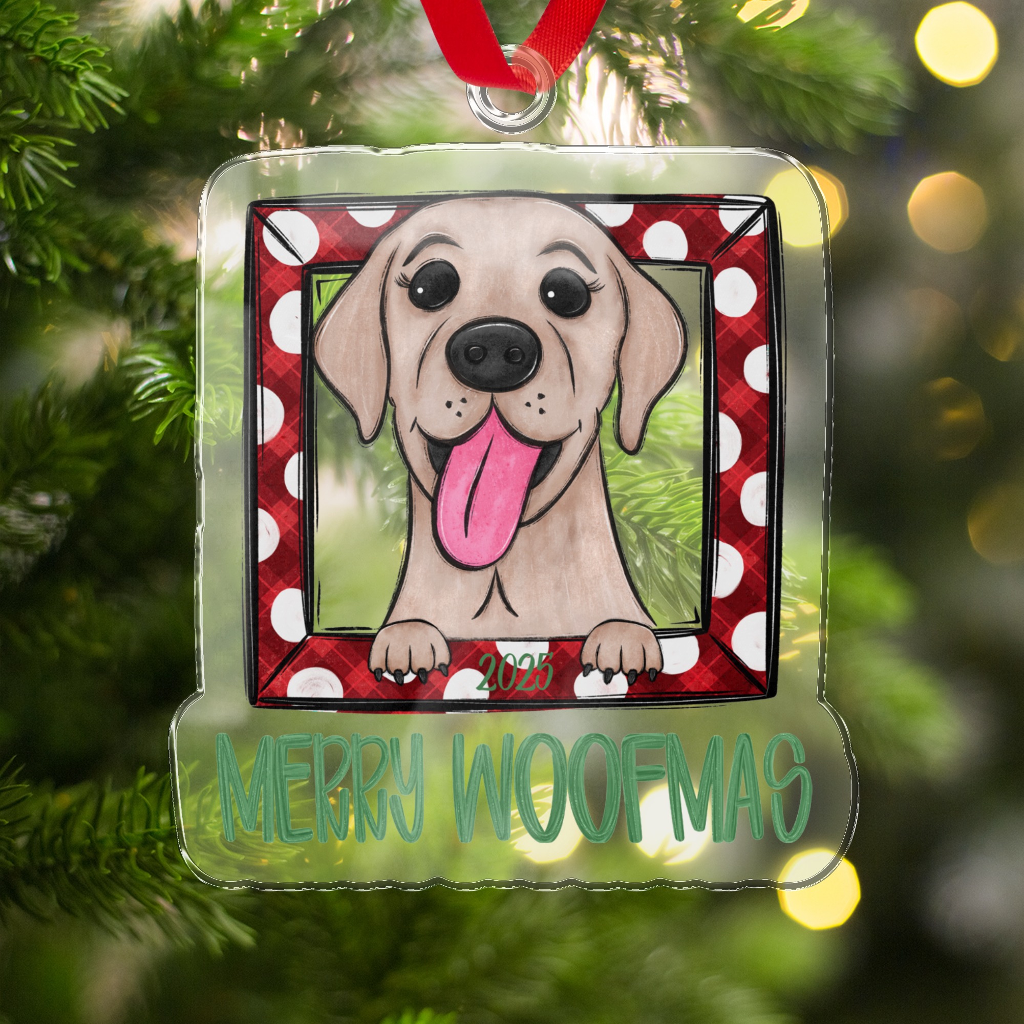 Merry Woofmas 2025 Ornament, Cute Dog Christmas Decoration, Labrador Retriever Holiday Decor, Pet Lovers Festive Gift Idea