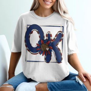 OK T-Shirt, Oklahoma State Tee, Patriotic Design Shirt, Sunflower Graphic Tee, Trendy T-Shirt, USA Colors, Heart T-Shirt, Gift T-Shirt