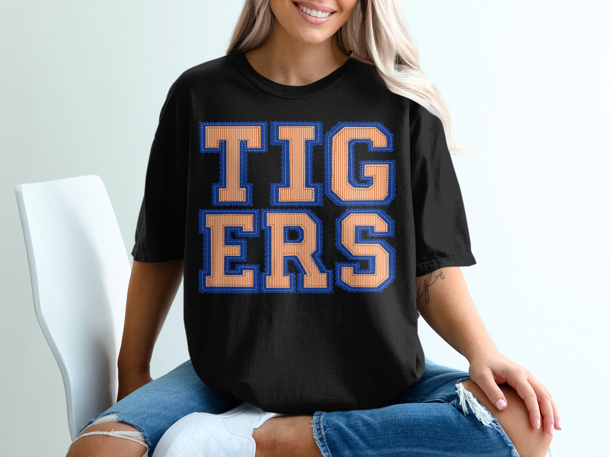 Tigers Seersucker T-Shirt, Mascot Tee, Custom Team Shirt, Change Your Colors, Sports Fan Gear, College Apparel, Trendy Graphic T Shirt - Image 2