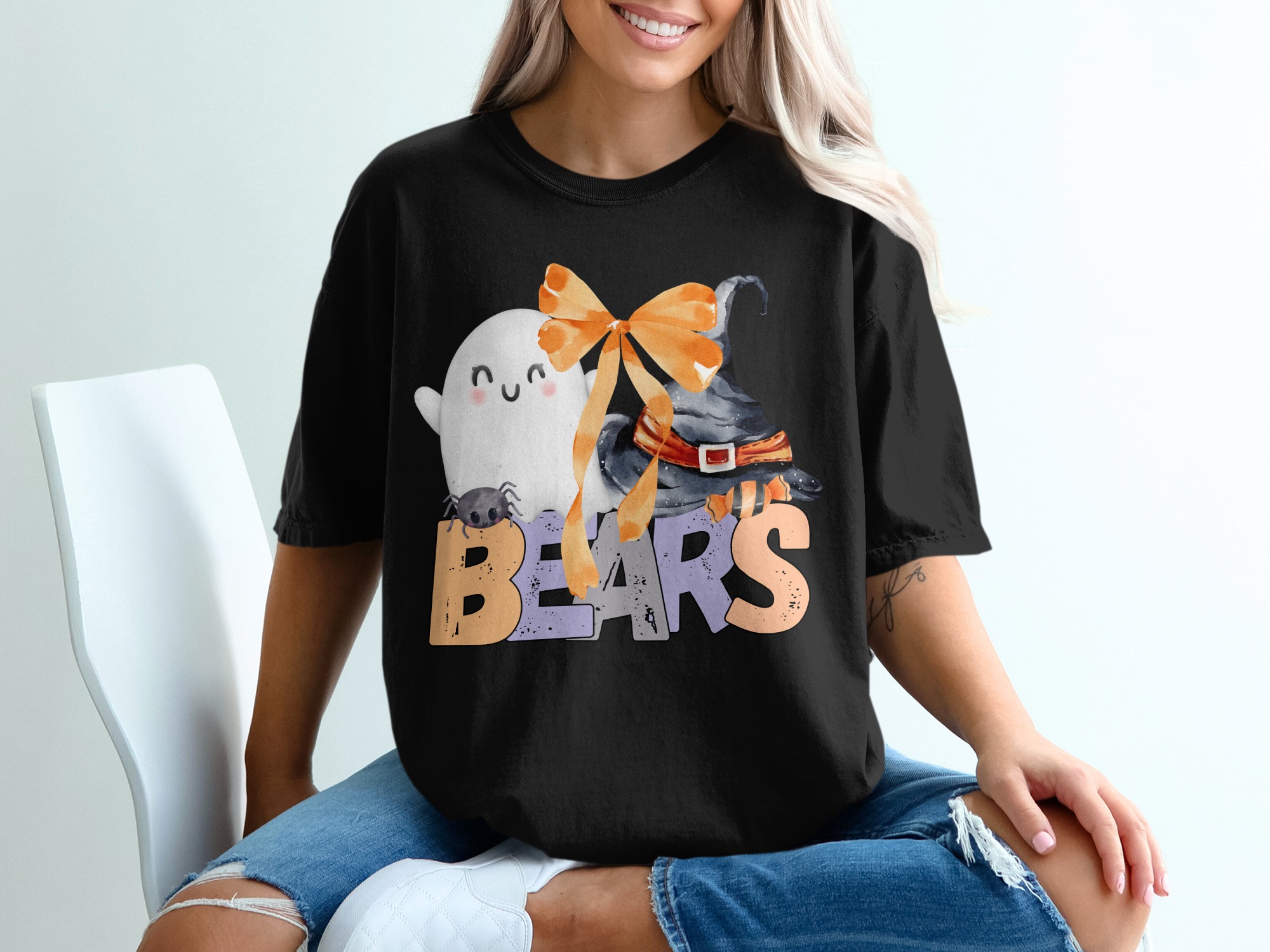Halloween Bears T-Shirt, Cute Ghost Tee, Spooky Season Shirt, Witch Hat Gift, Fun Bear Design, Kids Halloween Party, Autumn Tee - Image 2