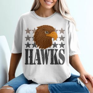 Hawks T-Shirt, Eagle Head, Starry Design, Team Spirit, Fan Apparel, Unique Gift, Stylish Top