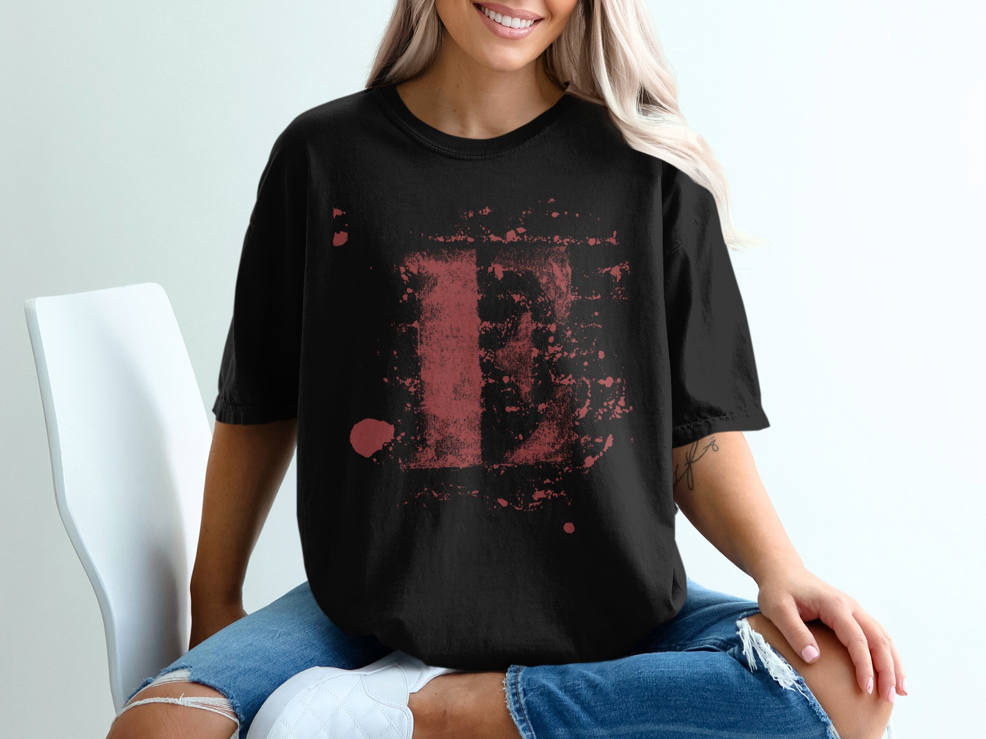 Grunge T-Shirt, Abstract Graphic Tee, Textured Design Shirt, Unique Artsy Top, Modern Style Clothing, Urban Fashion Tee, Distressed Print - Image 2