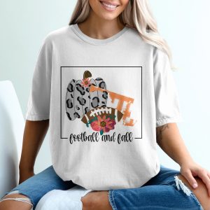Football and Fall T-Shirt, Pumpkin Football Tee, Autumn T Shirt, Floral Football Shirt, Fall T-Shirt, Thanksgiving T-Shirt, Unique T-Shirt