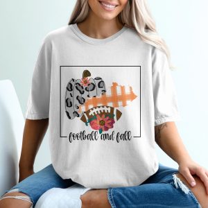 Football and Fall T-Shirt, Leopard Pumpkin Shirt, Autumn Shirt, Floral Football Tee, Fall Vibes Shirt, Thanksgiving Shirt, Cute Fall Shirt