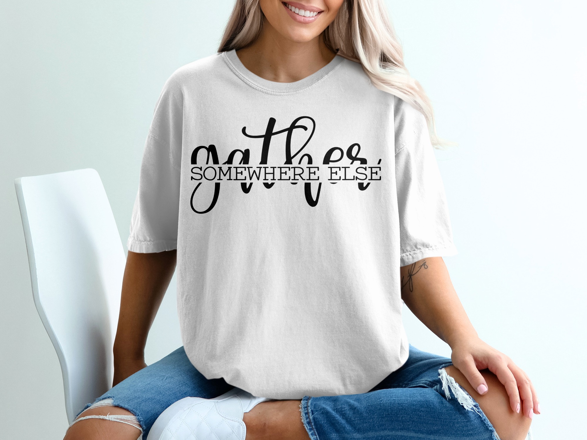 Gather Somewhere Else T-Shirt, Funny Slogan Tee, Introvert Shirt, Anti Social Shirt, Vacation Tee, Travel Tshirt, Novelty Top