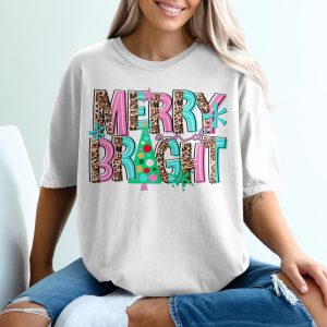 Merry And Bright T-Shirt, Leopard Print Christmas Tee, Holiday Apparel, Festive Shirt, Christmas Tree Shirt, Holiday Gift Idea