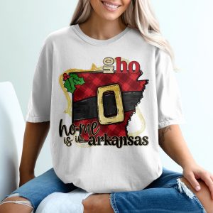 Arkansas Christmas T-Shirt, Santa Belt, Home State Pride, Holiday Cheer Tee, Xmas Apparel, AR State Shape, Christmas Gift, State Love Shirt