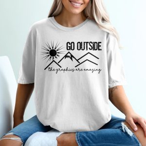 Go Outside T-Shirt, Mountain Adventure Tee, Nature Lover Shirt, Hiking Gift, Amazing Graphics T Shirt, Outdoorsy Design, Sunny Graphic Tee