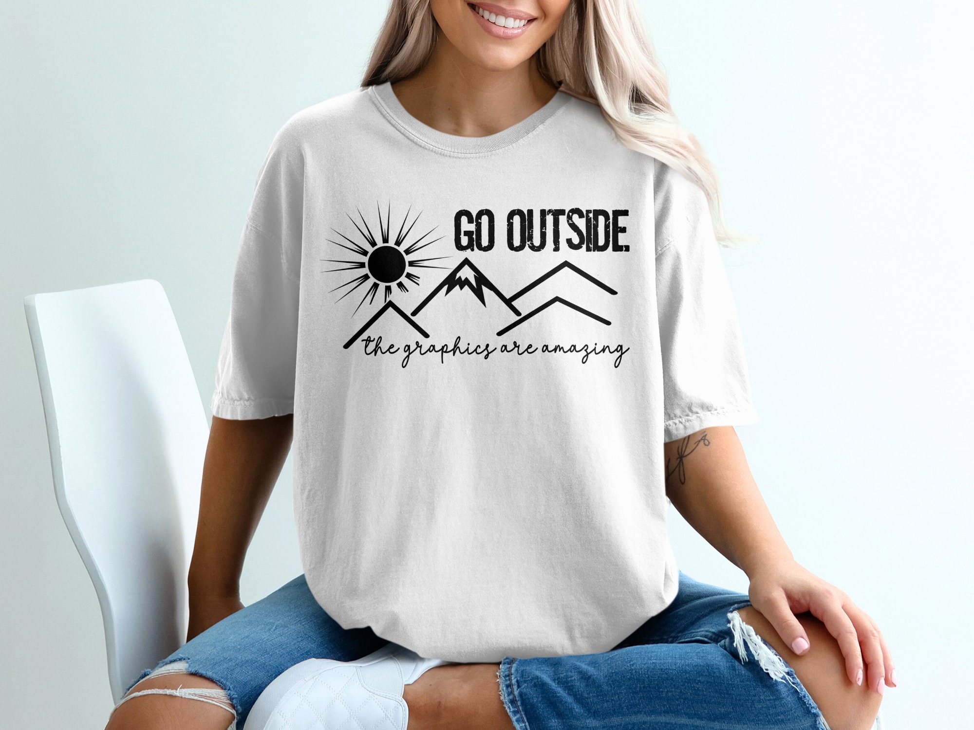 Go Outside T-Shirt, Mountain Adventure Tee, Nature Lover Shirt, Hiking Gift, Amazing Graphics T Shirt, Outdoorsy Design, Sunny Graphic Tee