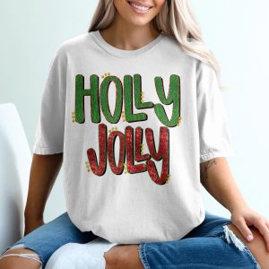 Holly Jolly T-Shirt, Christmas Holiday Tee, Festive Cheer Shirt, Merry Xmas Top, Holiday Celebration, Winter Season Outfit