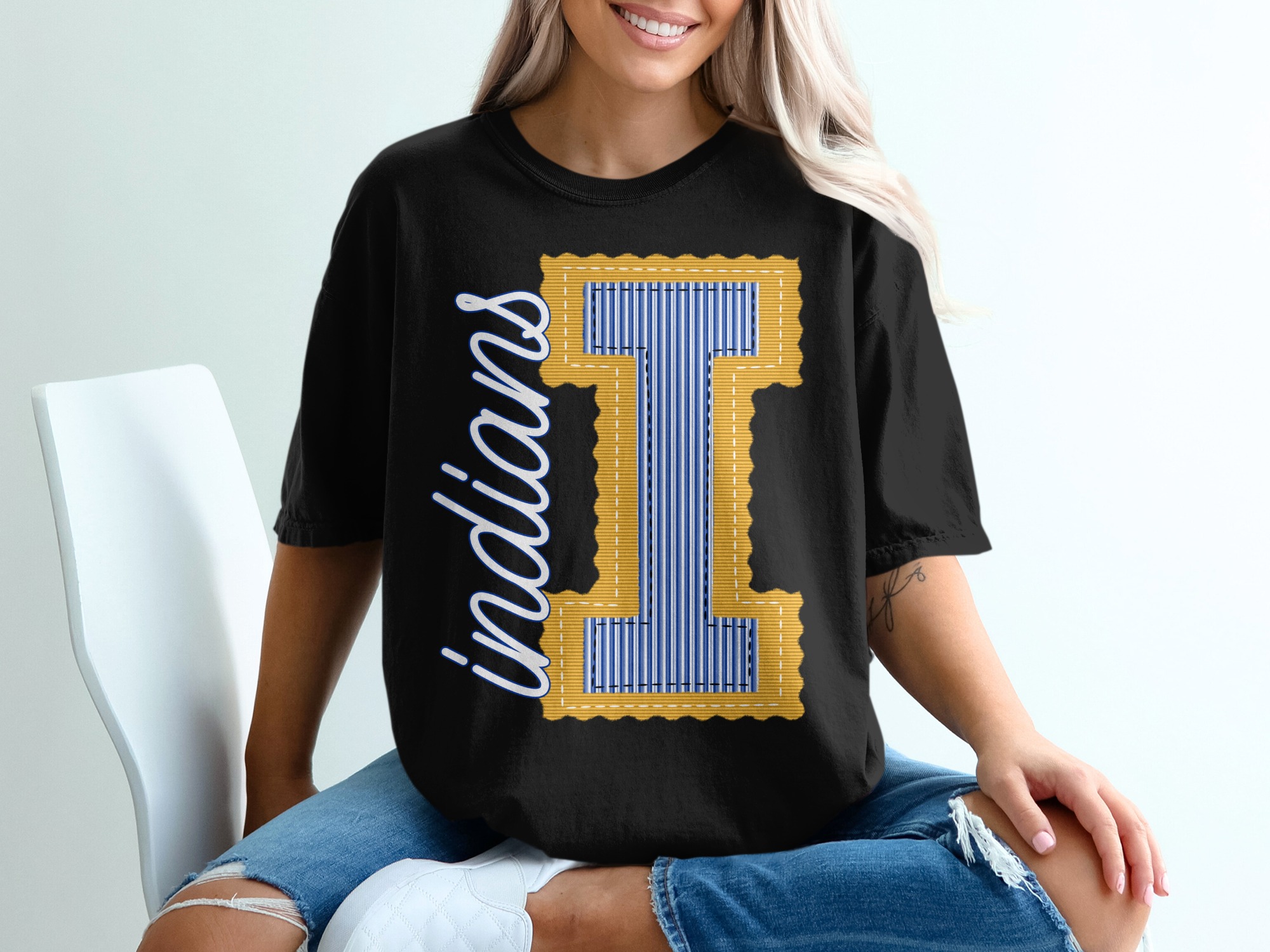 Indiana Mascot T-Shirt, Seersucker Letter I Shirt, Change Your Colors, Custom Indiana Shirt, Indiana Pride T-Shirt - Image 2