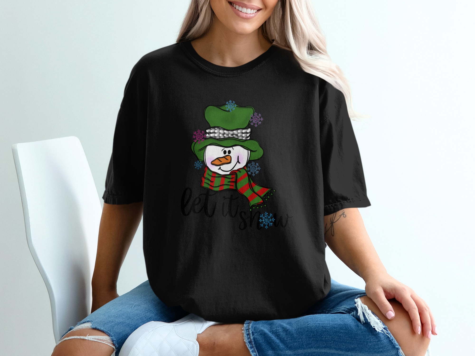Let it Snow T-Shirt, Winter T-Shirt, Snowman Shirt, Cute Christmas Tee, Holiday Shirt, Seasonal Clothing, Festive TShirt, Winter Apparel - Image 2