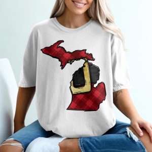 Michigan T-Shirt, Plaid State Art, Home State Tee, University of Michigan Design, Gift for Michigan Lover, Trendy Graphic Tee