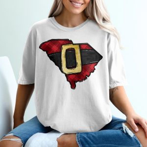 South Carolina Santa Belt T-Shirt, Plaid SC, Holiday Gift, State Pride Apparel, Christmas Tee, Southern Charm, Gold Buckle Design