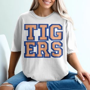 Tigers Seersucker T-Shirt, Mascot Tee, Custom Team Shirt, Change Your Colors, Sports Fan Gear, College Apparel, Trendy Graphic T Shirt