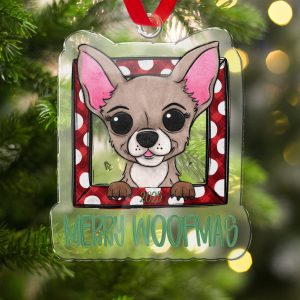 Cute Chihuahua Christmas Ornament, Merry Woofmas 2023 Ornament, Dog Lover Christmas Decor, Personalized Pet Ornament Gift