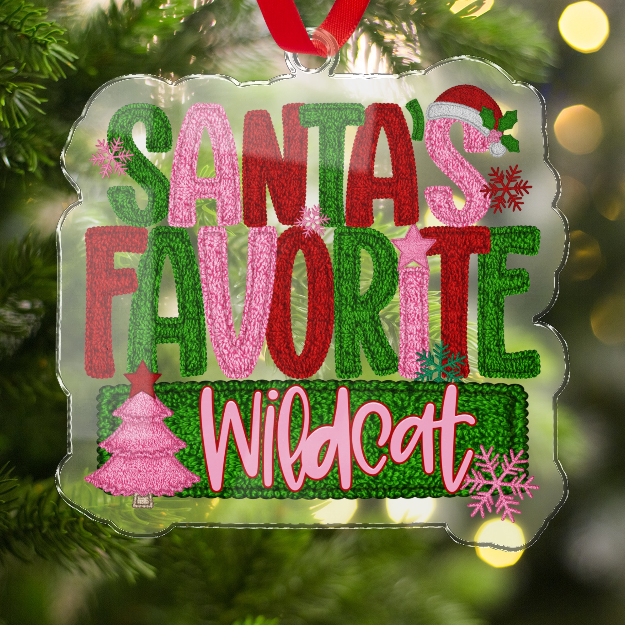 Santa's Favorite Wildcat Ornament, Christmas Wildcat Ornament, Holiday Santa Ornament for Wildcats, Festive Wildcat Decoration