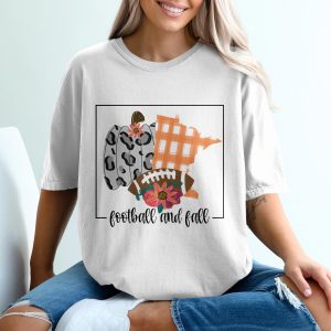 Football and Fall T-Shirt, Autumn T Shirt, Pumpkin Leopard Print, Floral Football Tee, Game Day Shirt, Minnesota Outline T Shirt