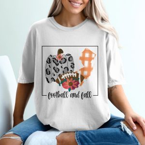 Football and Fall T-Shirt, Leopard Pumpkin, Orange Plaid State, Autumn Tee, Thanksgiving Shirt, Gift for Her, Game Day Shirt