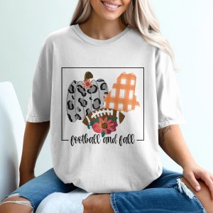 Football And Fall T-Shirt, Leopard Pumpkin Tee, Autumn Plaid T Shirt, Game Day Apparel, Thanksgiving Shirt, Cute Fall Shirt, Trendy Football