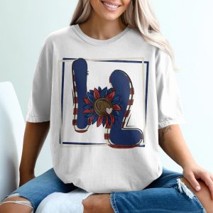 Patriotic H2 T-Shirt Design, USA Flag Sunflower Shirt, Fourth of July Tee, American Pride Shirt, Patriotic Gift, Gift for Her, Him, Them