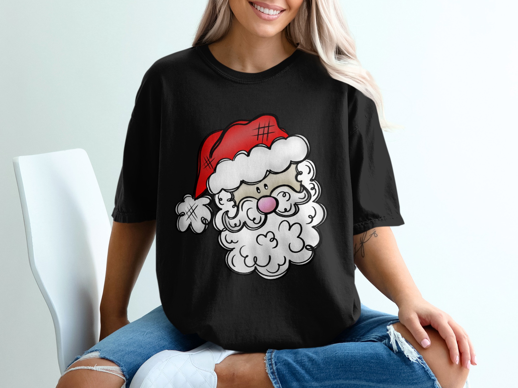 Santa Claus T-Shirt, Cute Christmas Tee, Holiday Season Shirt, Festive Apparel, Santa Graphic, Christmas Gift, Seasonal Design, Party Shirt - Image 2
