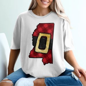 Mississippi Christmas T-Shirt, Plaid State Shirt, Santa Belt Buckle Tee, Holiday Gift, Southern Pride, Christmas in Mississippi, MS Souvenir